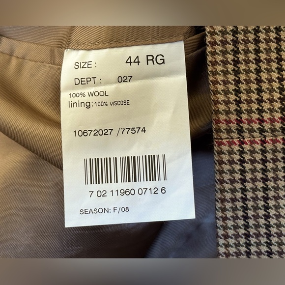 Brooks Brothers 346 Wool Brown Red Tan Plaid Men’s Sport Coat Blazer Size 44R - Picture 8 of 8